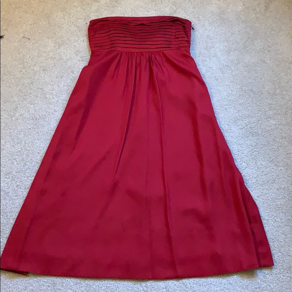 Strapless red dress
